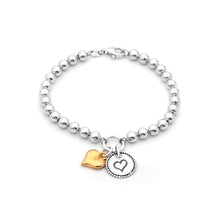 Load image into Gallery viewer, Danny Newfeld 4mm Sterling Beaded Bracelet with Heart Charms
