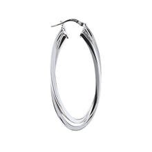 Load image into Gallery viewer, Italian Sterling Silver 1-1/2&quot; Polished Double Oval Hoop Earrings
