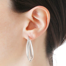 Load image into Gallery viewer, Italian Sterling Silver 1-1/2&quot; Polished Double Oval Hoop Earrings
