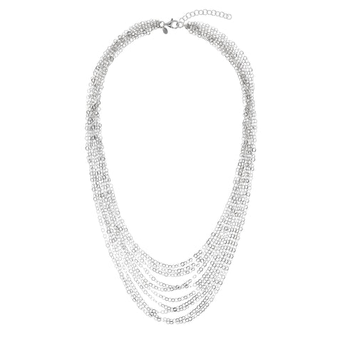 Italian Sterling Silver Diamond-Cut Graduated Multi-Strand Necklace