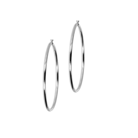 Italian Sterling Silver 2.5" Polished Hoop Earrings