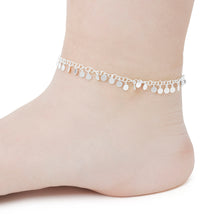 Load image into Gallery viewer, Italian Sterling Silver Rolo Ankle Bracelet with Diamond-Cut Disks
