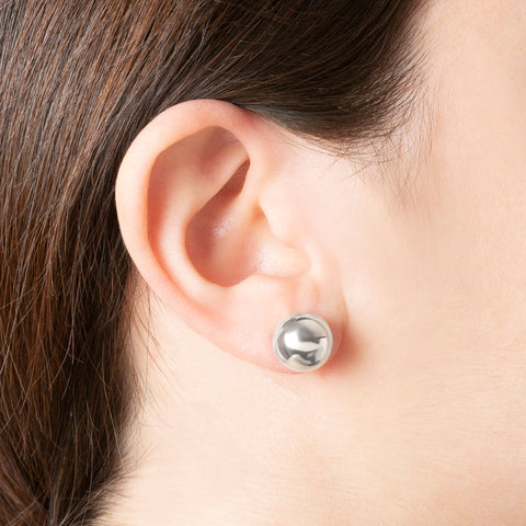 Italian Sterling Silver Semi-Round Bead Earrings