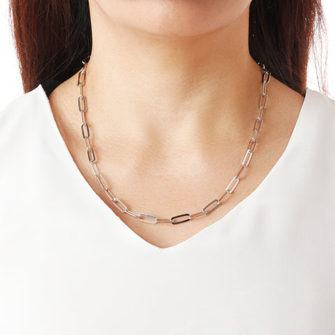 Sterling Silver 20" Paperclip Link Necklace from Italy