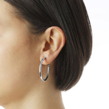 Load image into Gallery viewer, Italian Sterling Silver 1-1/2&quot; Polished Hoop Earrings

