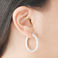 Load image into Gallery viewer, Italian Sterling Silver 1-1/4&quot; Polished &amp; Twisted Full-Hoop Earrings
