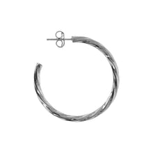 Load image into Gallery viewer, Italian Sterling Silver 1-1/2&quot; Twisted and Polished Hoop Earrings

