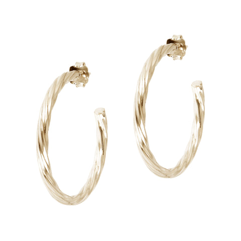 Italian Sterling Silver 1-1/2" Twisted and Polished Hoop Earrings