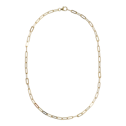Sterling Silver with 18K Yellow Gold Plate 16" Petite Paperclip Link Necklace