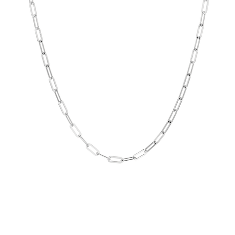 Italian Sterling Silver 18" Petite Paperclip Link Necklace
