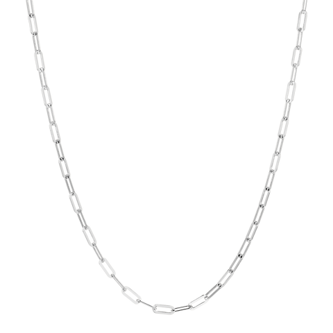 Italian Sterling Silver 36" Petite Paperclip Link Necklace