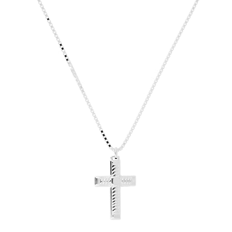 Italian Sterling Silver Unisex Braided Cross Pendant with Box Chain