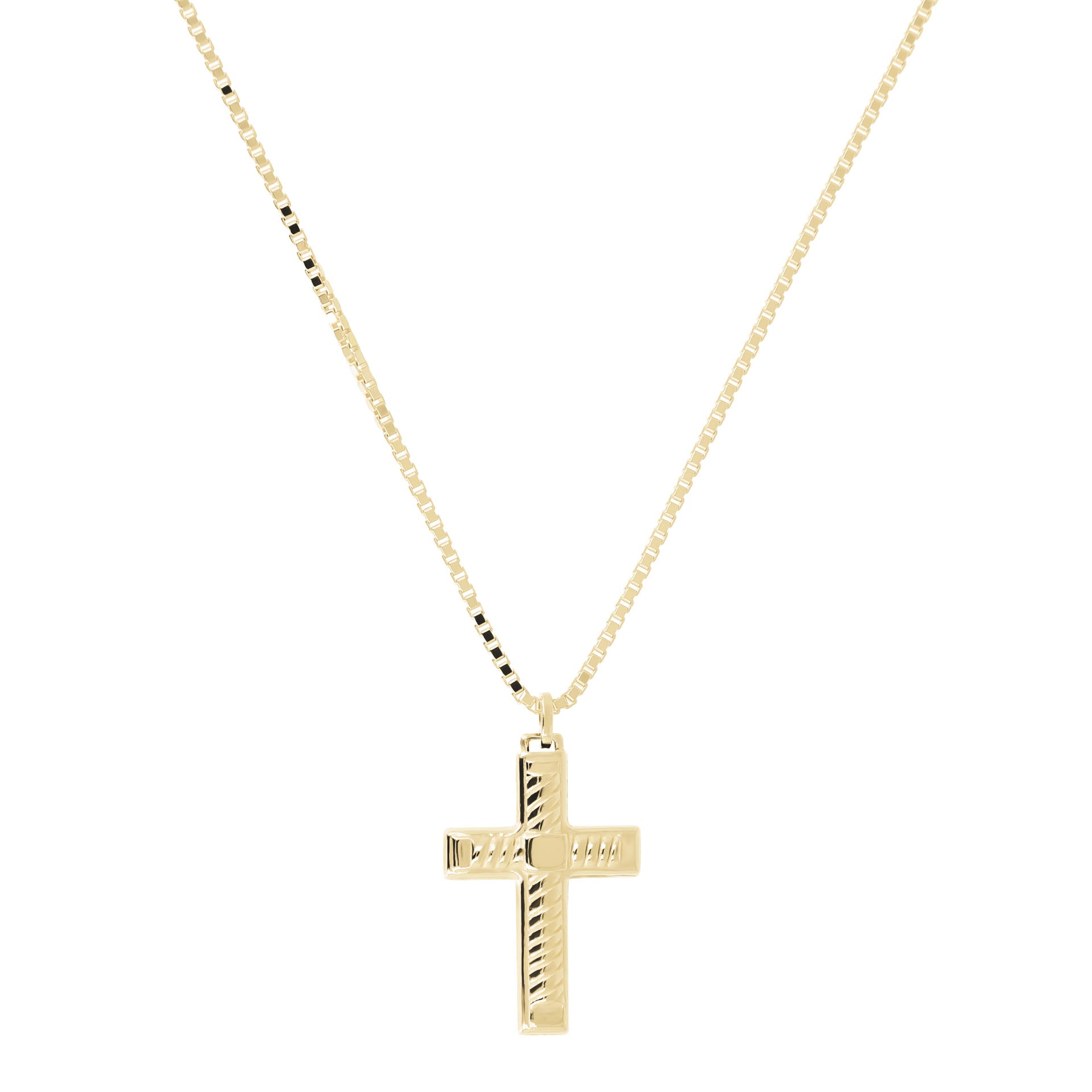 18Kt Yellow Gold Cross Pendant with Gold Details