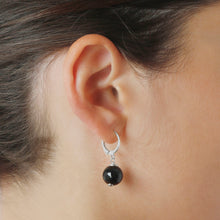 Load image into Gallery viewer, Italian Sterling Silver Leverback Gemstone 10 mm Beaded Earrings
