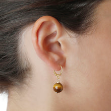 Load image into Gallery viewer, Italian Sterling Silver Leverback Gemstone 10 mm Beaded Earrings

