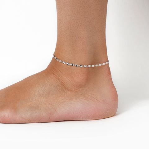 Italian Sterling Silver Confetti Adjustable Ankle Bracelet