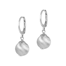 Load image into Gallery viewer, Italian Sterling Silver 10 mm Florentine Satin Bead Lever Back Earrings
