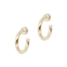 Load image into Gallery viewer, Italian Sterling Silver 3/4&quot; Polished/Twisted Half Hoop Earrings
