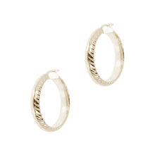 Load image into Gallery viewer, Italian Sterling Silver Twisted Pattern 1-1/4&quot; Hoop Earrings

