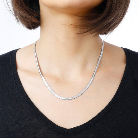 Italian Sterling Silver 16" Reversible Diamond-Cut Herringbone Necklace