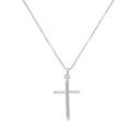 Italian Sterling Silver High Polished Cross Pendant with Box Chain