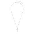 Wide Shot of Italian Sterling Silver High Polished Cross Pendant with Box Chain