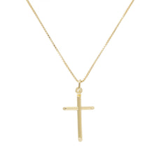 Load image into Gallery viewer, Italian Sterling Silver High Polished Yellow-Gold Plated Cross Pendant with Box Chain
