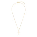 Wide Shot of Italian Sterling Silver High Polished Yellow-Gold Plated Cross Pendant with Box Chain