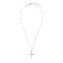 Load image into Gallery viewer, Wide Shot of Italian Sterling Silver Yellow-Gold Plated Twisted Cross Pendant with Singapore Chain
