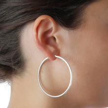 Load image into Gallery viewer, Italian Sterling Silver 2&quot; Square Tube Round Hoop Earrings
