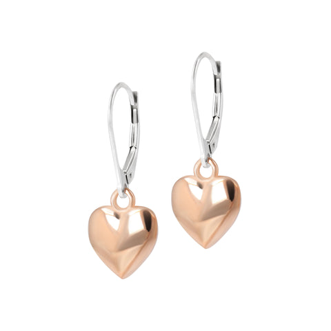Italian Sterling Silver Heart or Cross Motif Charm Leverback Earrings