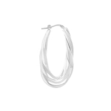 Load image into Gallery viewer, Italian Sterling Silver 1-1/2&quot; Oval Elongated Hoop Earrings
