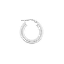 Load image into Gallery viewer, Side Profile of Italian Sterling Silver Rhodium 3/4&quot; High-Polished Hoop Earrings

