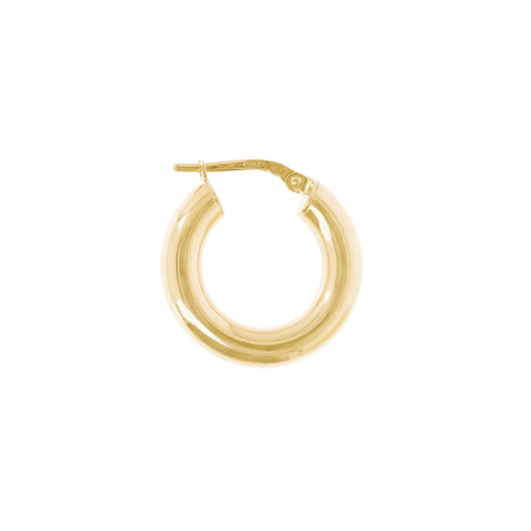 Side Profile of Italian Sterling Silver 18K Yellow Gold-Plate 3/4" High-Polished Hoop Earrings