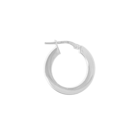 Side Profile of Italian Sterling Silver 3/4" Polished Square Tube Hoop Rhodium Earrings