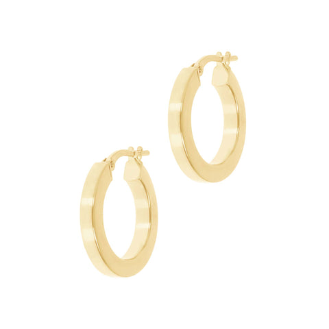 Italian Sterling Silver 3/4" Polished Square Tube Hoop 18K Yellow Gold-Plate Earrings