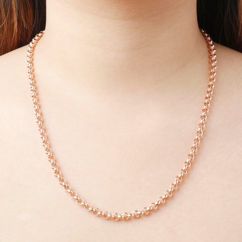 Bellissimo Bronzo Italian 20" Rose Gold Rolo Link Necklace