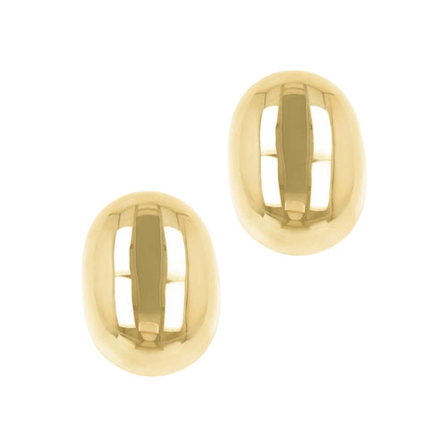 Bellissimo Bronzo Polished  18K Yellow Gold Plate Cabochon Earrings