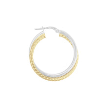Load image into Gallery viewer, Italian Sterling Silver 1&quot; Double Polished and Twisted Hoop Earrings
