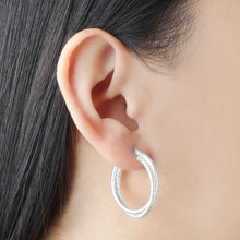 Load image into Gallery viewer, Italian Sterling Silver 1&quot; Double Polished and Twisted Hoop Earrings
