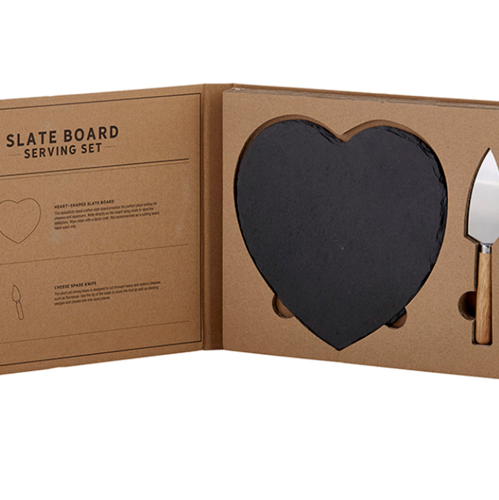 Heart-Shaped Slate Board Serving Set