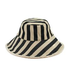 Load image into Gallery viewer, Sprigs Adjustable Wide Brim Striped Summer Hat w/ Fringe
