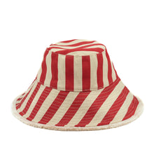 Load image into Gallery viewer, Sprigs Adjustable Wide Brim Striped Summer Hat w/ Fringe
