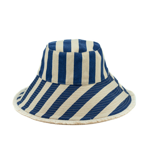 Sprigs Adjustable Wide Brim Striped Summer Hat w/ Fringe