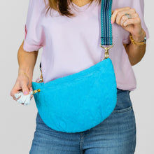 Load image into Gallery viewer, Sprigs Crescent Quilted TerryCloth Cross Body w/ Woven Strap
