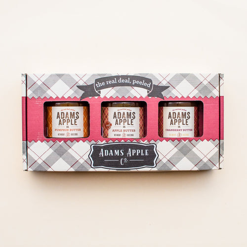 Adams Apple 3-Jar Gourmet Butters Plaid Gift Box
