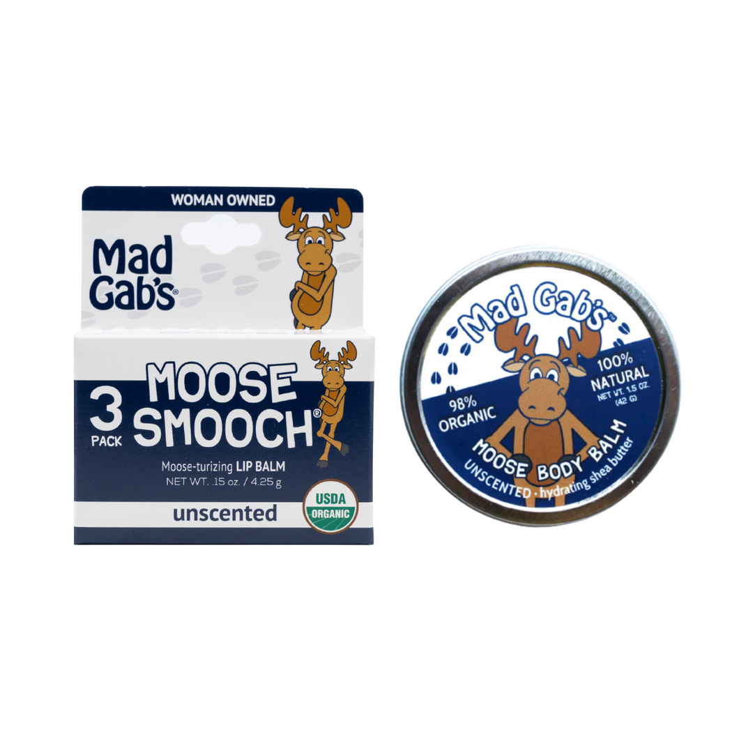 Mad Gab's Unscented Moose Balm and Lip Balm Set