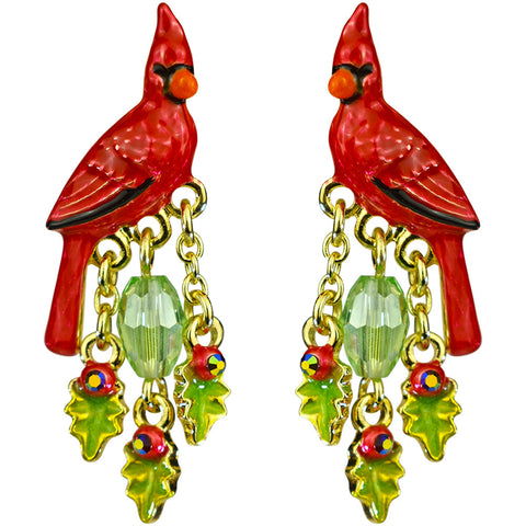 Kirks Folly Cardinal Song Earrings-Goldtone