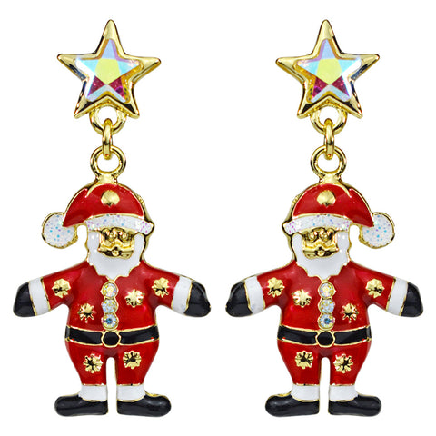 Kirks Folly Santa Surprise Pierced Earrings (Goldtone)