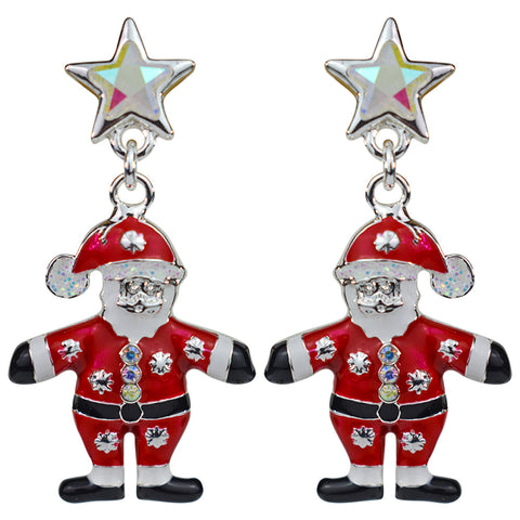 Kirks Folly Santa Surprise Pierced Earrings (Silvertone)